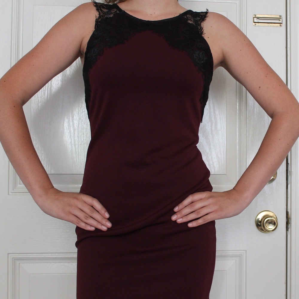 Burgundy Bodycon Cocktail Dress